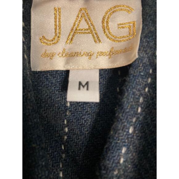 JAG -Wool Pinstripe Embroidered Top - Skull button detail - Sz M - Picture 5 of 6